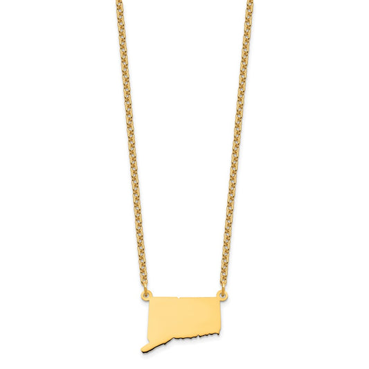 Sterling Silver/Gold-plated Connecticut State Necklace XNA706GP-CT