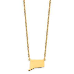 Sterling Silver/Gold-plated Connecticut State Necklace XNA706GP-CT