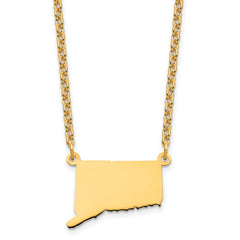 Sterling Silver/Gold-plated Connecticut State Necklace XNA706GP-CT