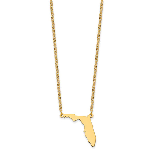 Sterling Silver/Gold-plated Florida State Necklace XNA706GP-FL