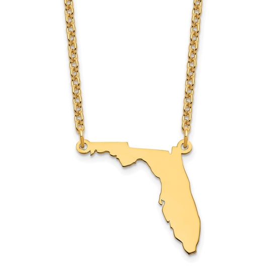 Sterling Silver/Gold-plated Florida State Necklace XNA706GP-FL
