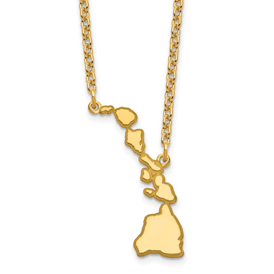 Sterling Silver/Gold-plated Hawaii State Necklace XNA706GP-HI