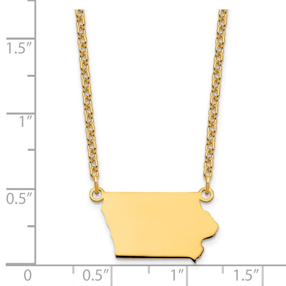 Sterling Silver/Gold-plated Iowa State Necklace XNA706GP-IA