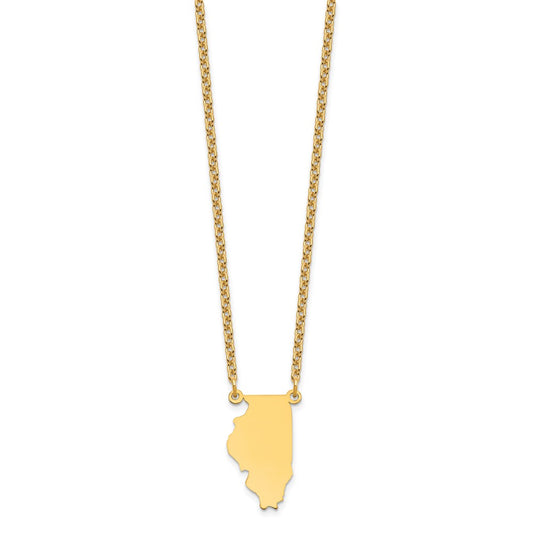 Sterling Silver/Gold-plated Illinois State Necklace XNA706GP-IL
