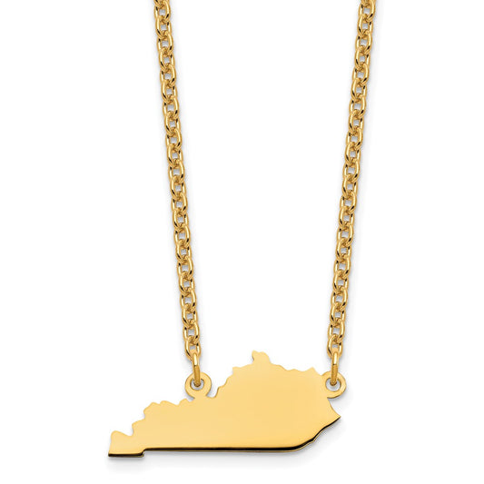 Sterling Silver/Gold-plated Kentucky State Necklace XNA706GP-KY