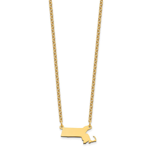 Sterling Silver/Gold-plated Massachusetts State Necklace XNA706GP-MA