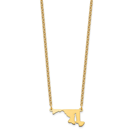 Sterling Silver/Gold-plated Maryland State Necklace XNA706GP-MD