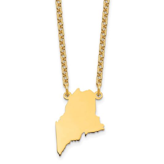 Sterling Silver/Gold-plated Maine State Necklace XNA706GP-ME