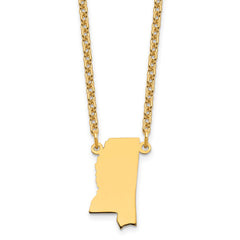 Sterling Silver/Gold-plated Mississippi State Necklace XNA706GP-MS