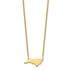 Sterling Silver/Gold-plated North Carolina State Necklace XNA706GP-NC