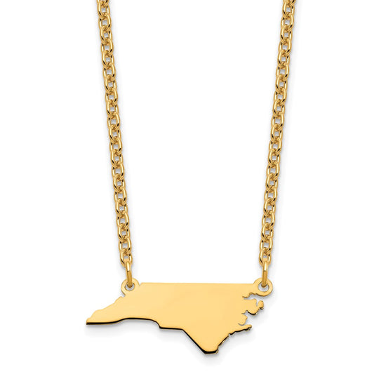 Sterling Silver/Gold-plated North Carolina State Necklace XNA706GP-NC