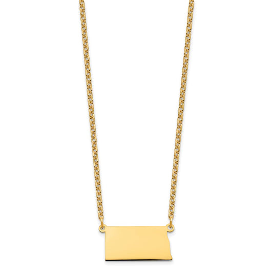 Sterling Silver/Gold-plated North Dakota State Necklace XNA706GP-ND