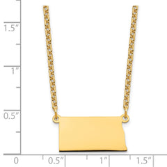 Sterling Silver/Gold-plated North Dakota State Necklace XNA706GP-ND