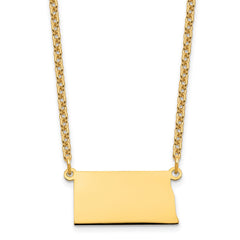 Sterling Silver/Gold-plated North Dakota State Necklace XNA706GP-ND