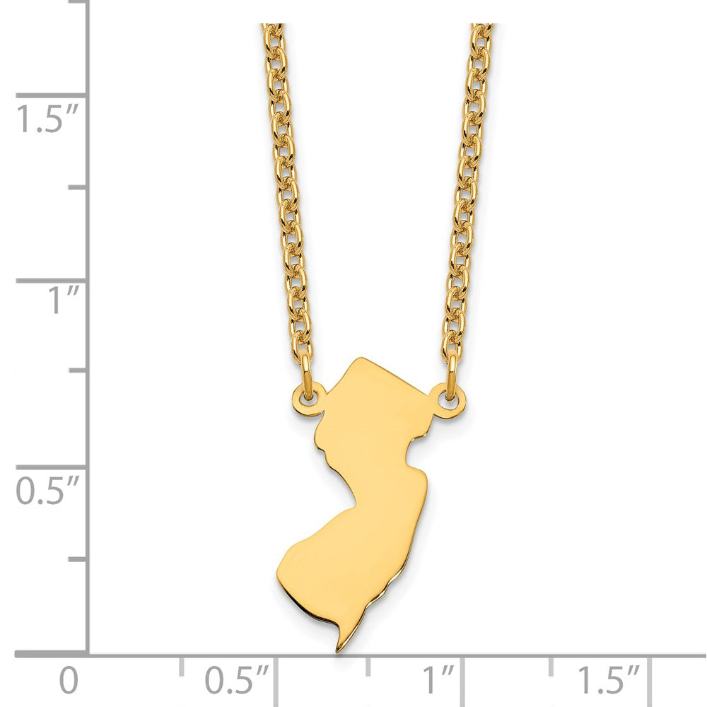 Sterling Silver/Gold-plated New Jersey State Necklace XNA706GP-NJ