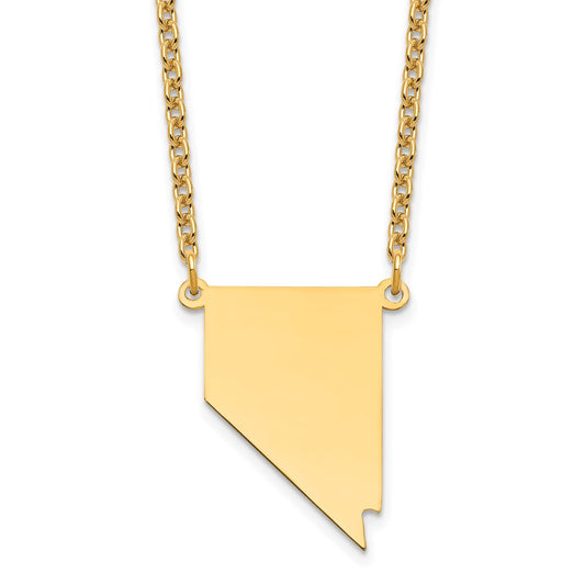 Sterling Silver/Gold-plated Nevada State Necklace XNA706GP-NV