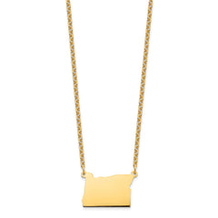 Sterling Silver/Gold-plated Oregon state Necklace XNA706GP-OR