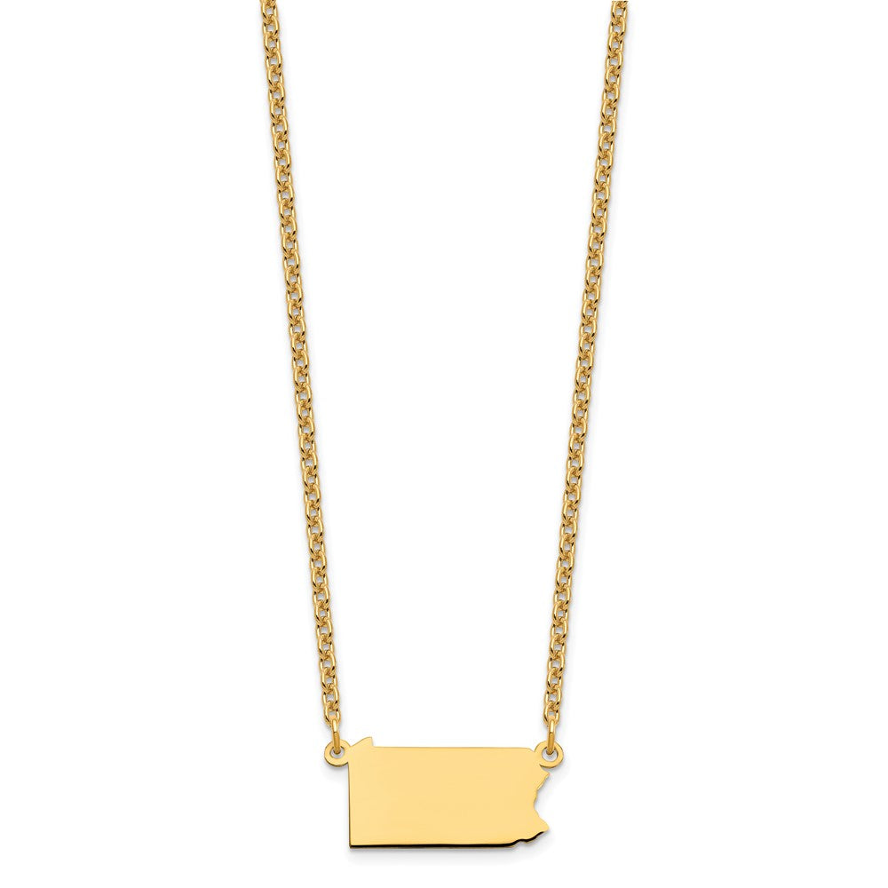 Sterling Silver/Gold-plated Pennsylvania State Necklace XNA706GP-PA