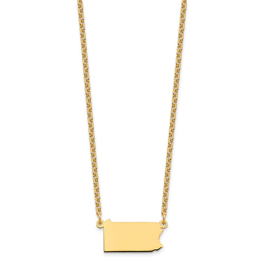 Sterling Silver/Gold-plated Pennsylvania State Necklace XNA706GP-PA