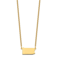 Sterling Silver/Gold-plated Pennsylvania State Necklace XNA706GP-PA