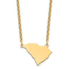 Sterling Silver/Gold-plated South Carolina State Necklace XNA706GP-SC