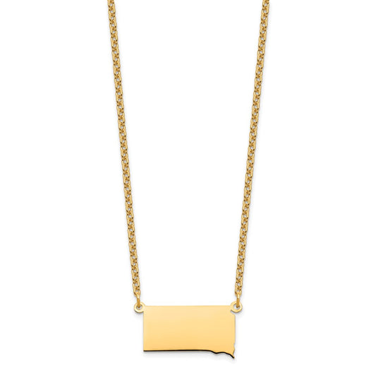 Sterling Silver/Gold-plated South Dakota State Necklace XNA706GP-SD