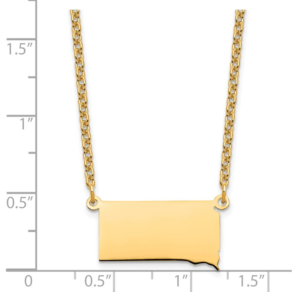 Sterling Silver/Gold-plated South Dakota State Necklace XNA706GP-SD