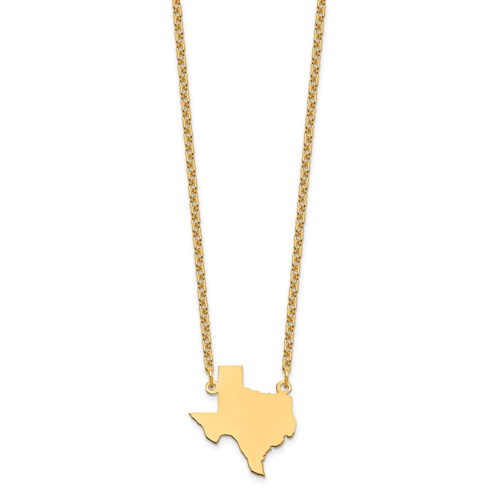 Sterling Silver/Gold-plated Texas State Necklace XNA706GP-TX