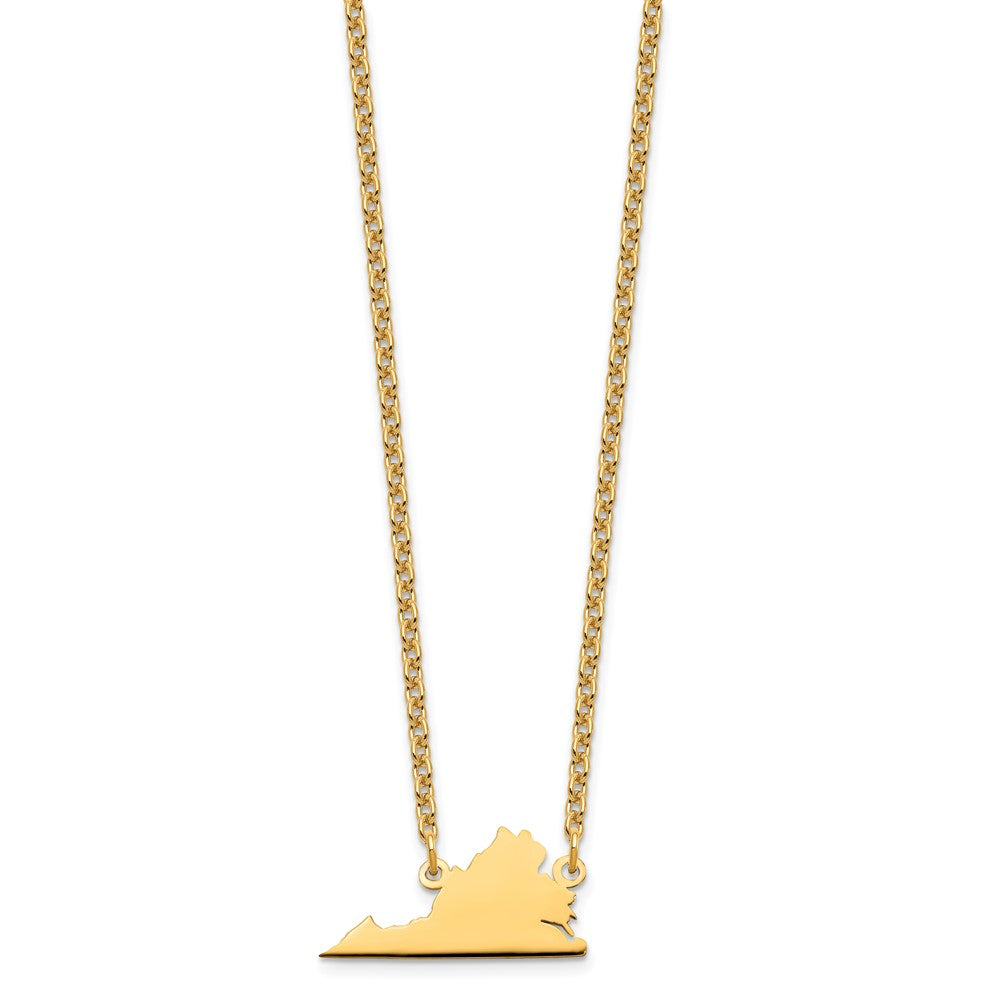Sterling Silver/Gold-plated Virginia State Necklace XNA706GP-VA