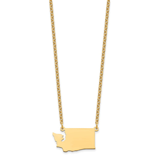 Sterling Silver/Gold-plated Washington State Necklace XNA706GP-WA