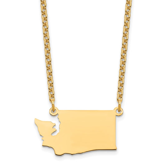 Sterling Silver/Gold-plated Washington State Necklace XNA706GP-WA