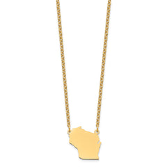 Sterling Silver/Gold-plated Wisconsin State Necklace XNA706GP-WI
