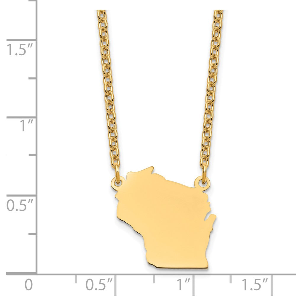 Sterling Silver/Gold-plated Wisconsin State Necklace XNA706GP-WI