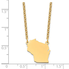 Sterling Silver/Gold-plated Wisconsin State Necklace XNA706GP-WI