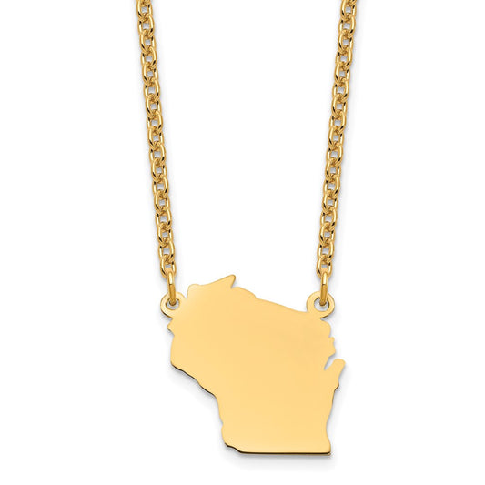 Sterling Silver/Gold-plated Wisconsin State Necklace XNA706GP-WI