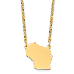 Sterling Silver/Gold-plated Wisconsin State Necklace XNA706GP-WI