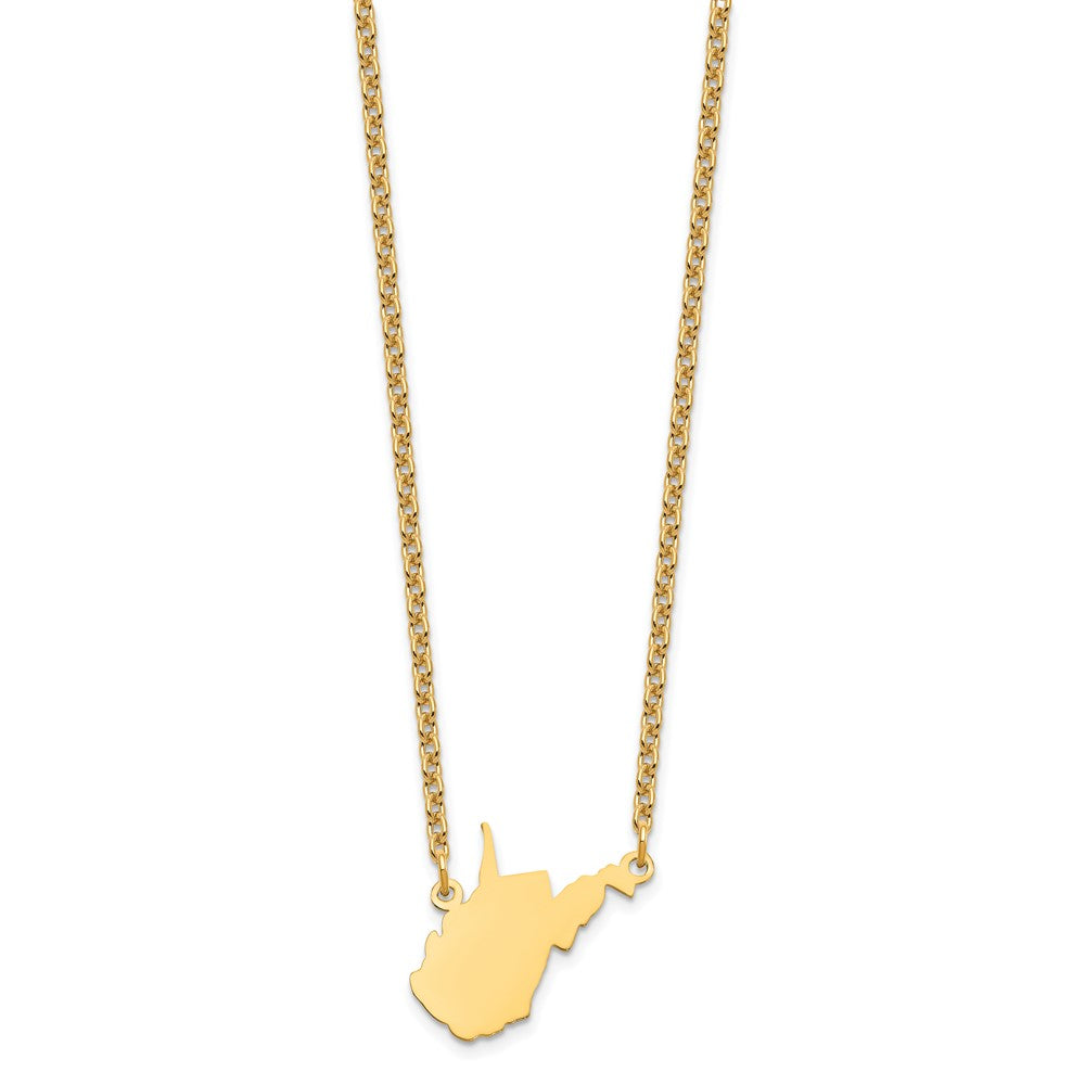 Sterling Silver/Gold-plated West Virginia State Necklace XNA706GP-WV
