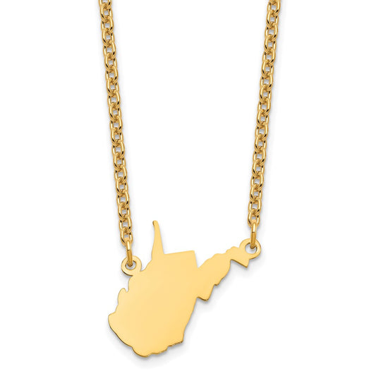 Sterling Silver/Gold-plated West Virginia State Necklace XNA706GP-WV