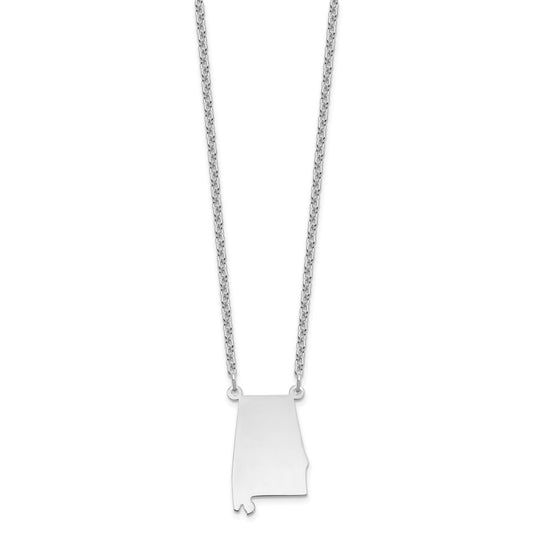Sterling Silver/Rhodium-plated Alabama State Necklace XNA706SS-AL
