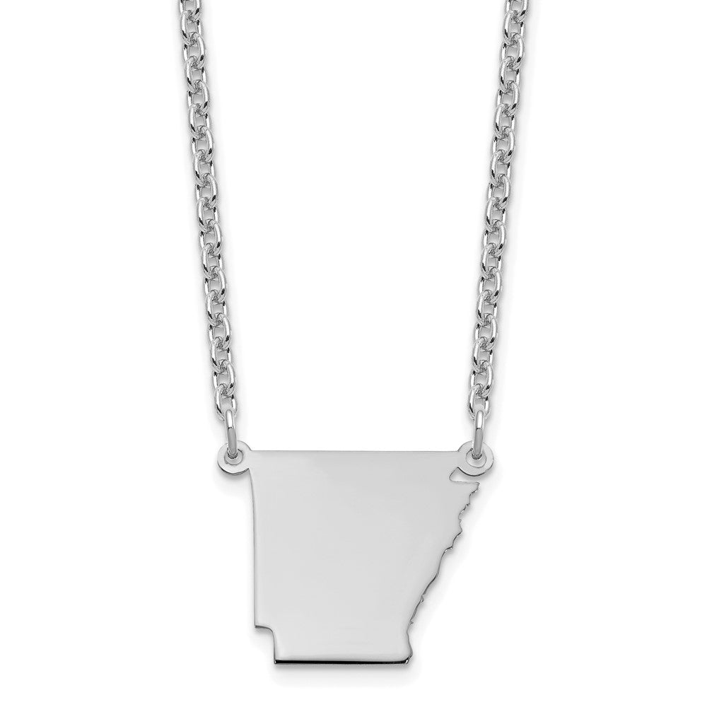 Sterling Silver/Rhodium-plated Arkansas State Necklace XNA706SS-AR