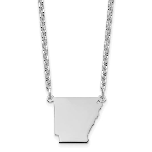 Sterling Silver/Rhodium-plated Arkansas State Necklace XNA706SS-AR