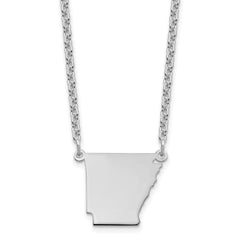 Sterling Silver/Rhodium-plated Arkansas State Necklace XNA706SS-AR