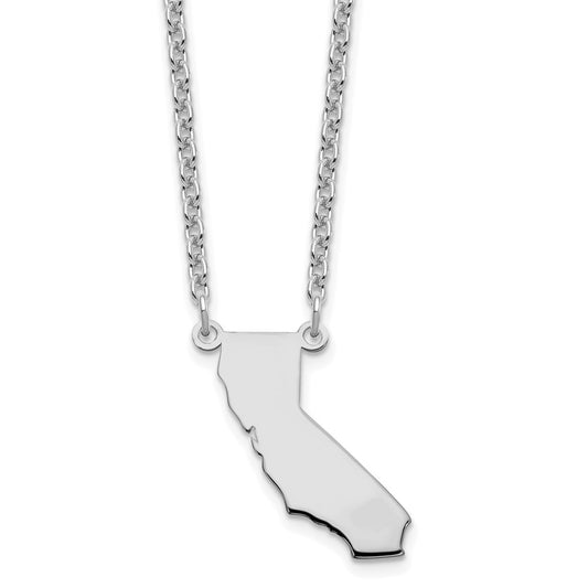 Sterling Silver/Rhodium-plated California State Necklace XNA706SS-CA