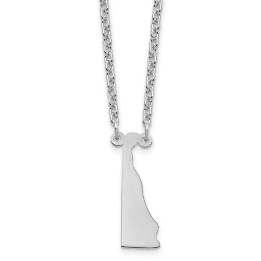 Sterling Silver/Rhodium-plated Delaware State Necklace XNA706SS-DE