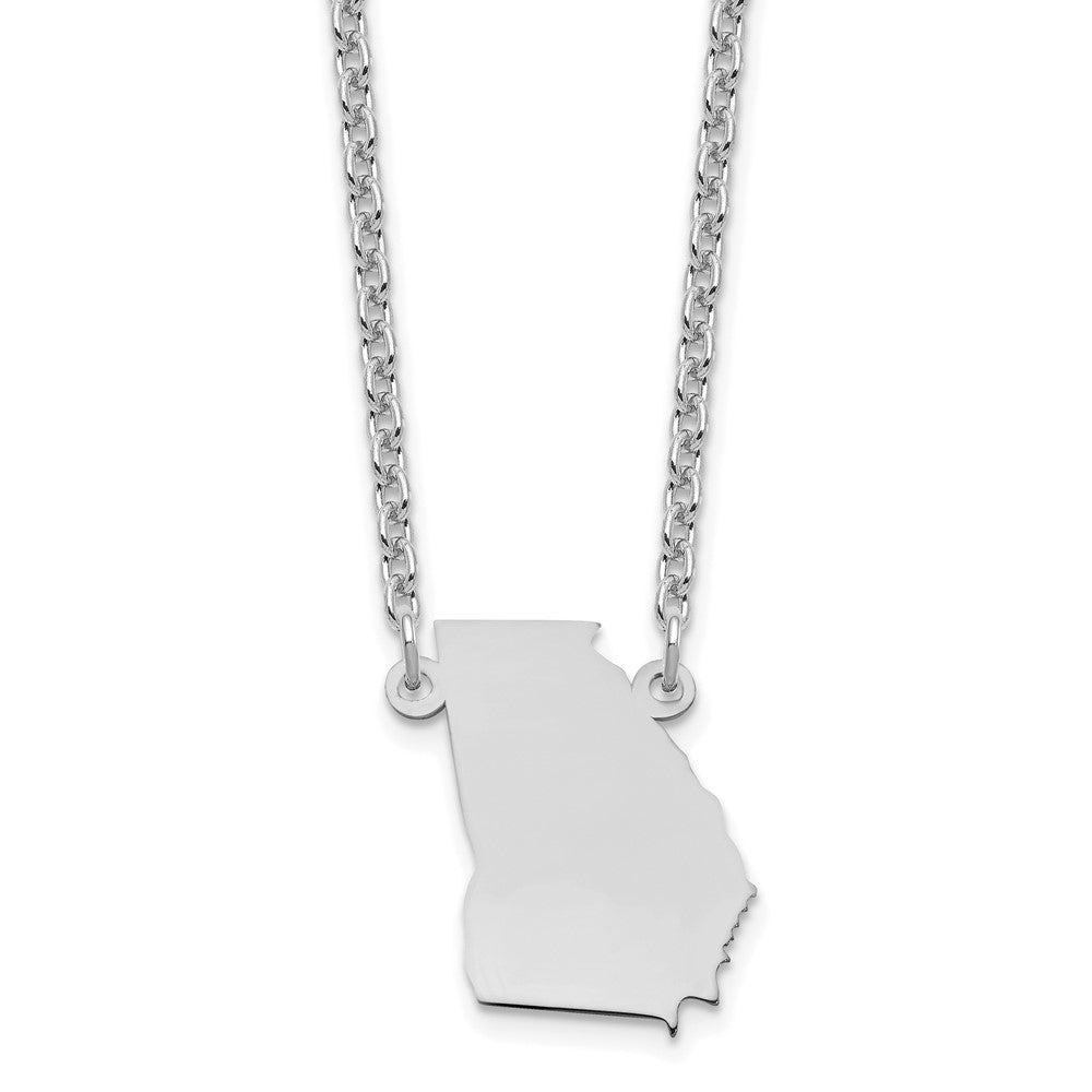 Sterling Silver/Rhodium-plated Georgia State Necklace XNA706SS-GA