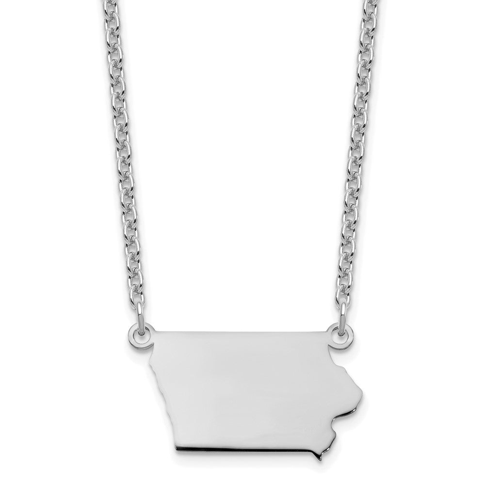 Sterling Silver/Rhodium-plated Iowa State Necklace XNA706SS-IA