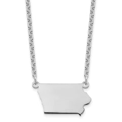 Sterling Silver/Rhodium-plated Iowa State Necklace XNA706SS-IA
