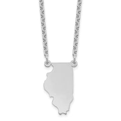Sterling Silver/Rhodium-plated Illinois State Necklace XNA706SS-IL