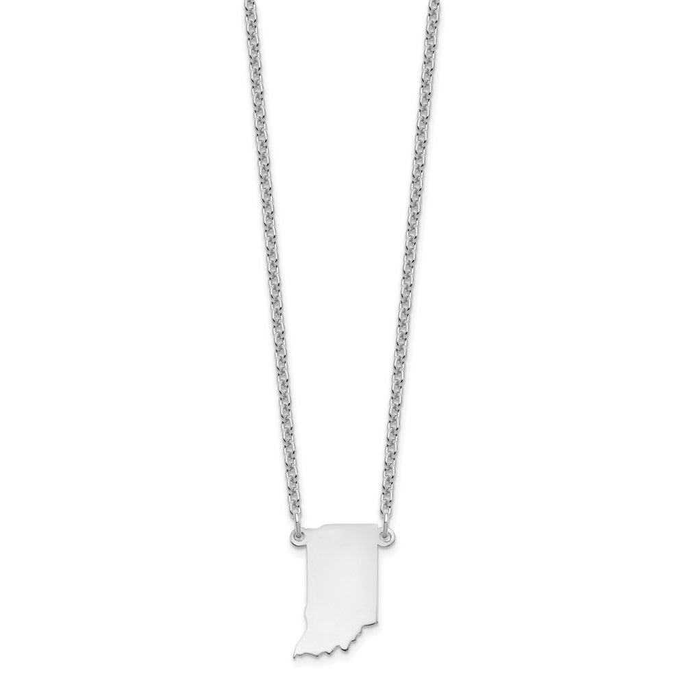 Sterling Silver/Rhodium-plated Indiana State Necklace XNA706SS-IN