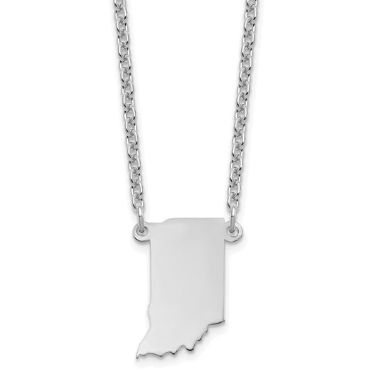 Sterling Silver/Rhodium-plated Indiana State Necklace XNA706SS-IN